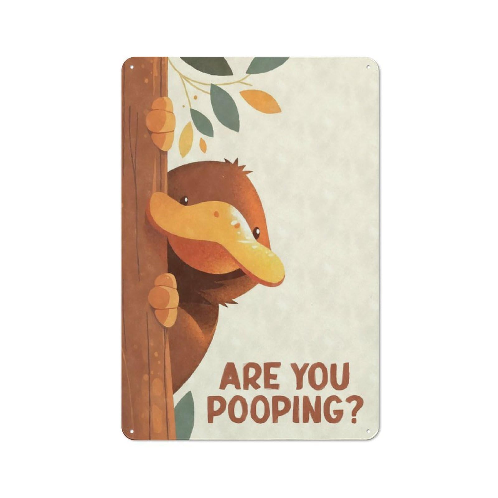 Junmoney Platypus Peeking Are You Pooping Retro Printed Metal Sign 30X20cm For Living Room Wall, Wall Decor For People Reorganising Living Room