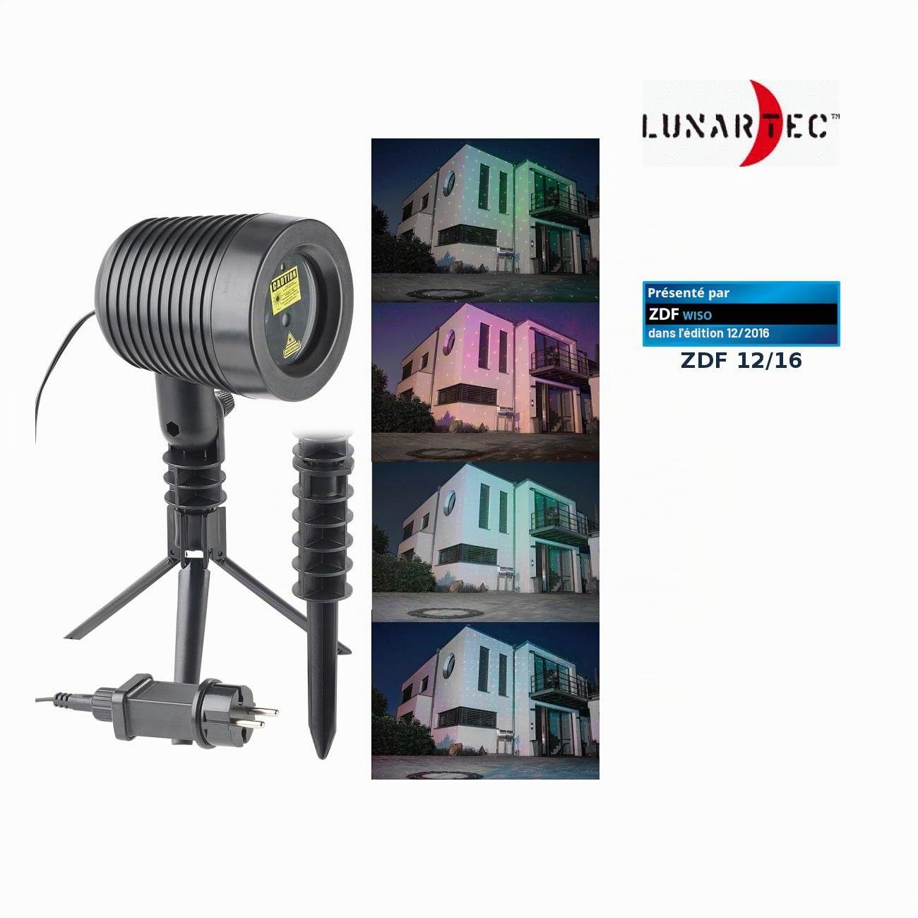 Lunartec Projecteur Laser Rouge et Vert d'extérieur Effet Pluie d'étoiles