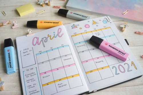 Image of STABILO BOSS ORIGINAL Pastel - Chisel Point Highlighter Pen - Wallet of 8 - Assorted Colours