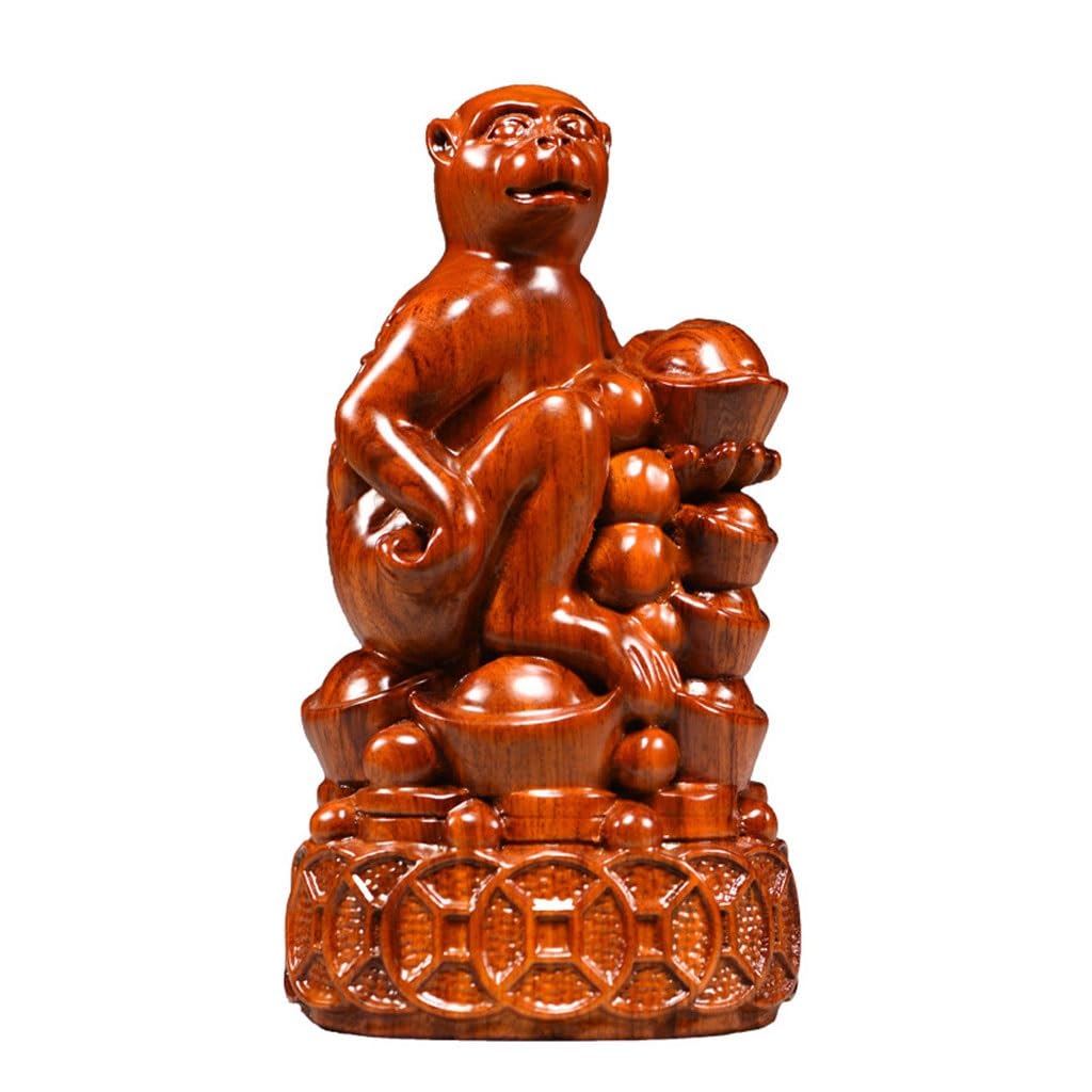 Singe en bois TUSUOD, statue déco pour sublimer votre bureau ou étagère