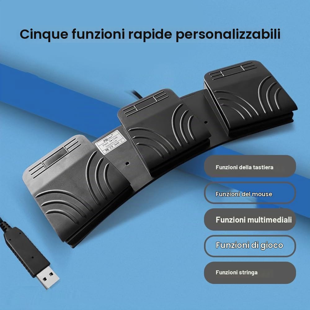 docooler Interruttore a Pedale USB Tasto di Controllo Universale Tastiera per Computer Personalizzata Pedale d'azione per dispositivi Medici Strumenti Computer Pedale programmabile