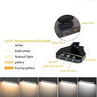 Vista 2 de Lámpara LED de escritorio, lámpara de mesa regulable, lámpara de lectura con puerto de carga USB, 5 modos de iluminación, control sensible, Negro
