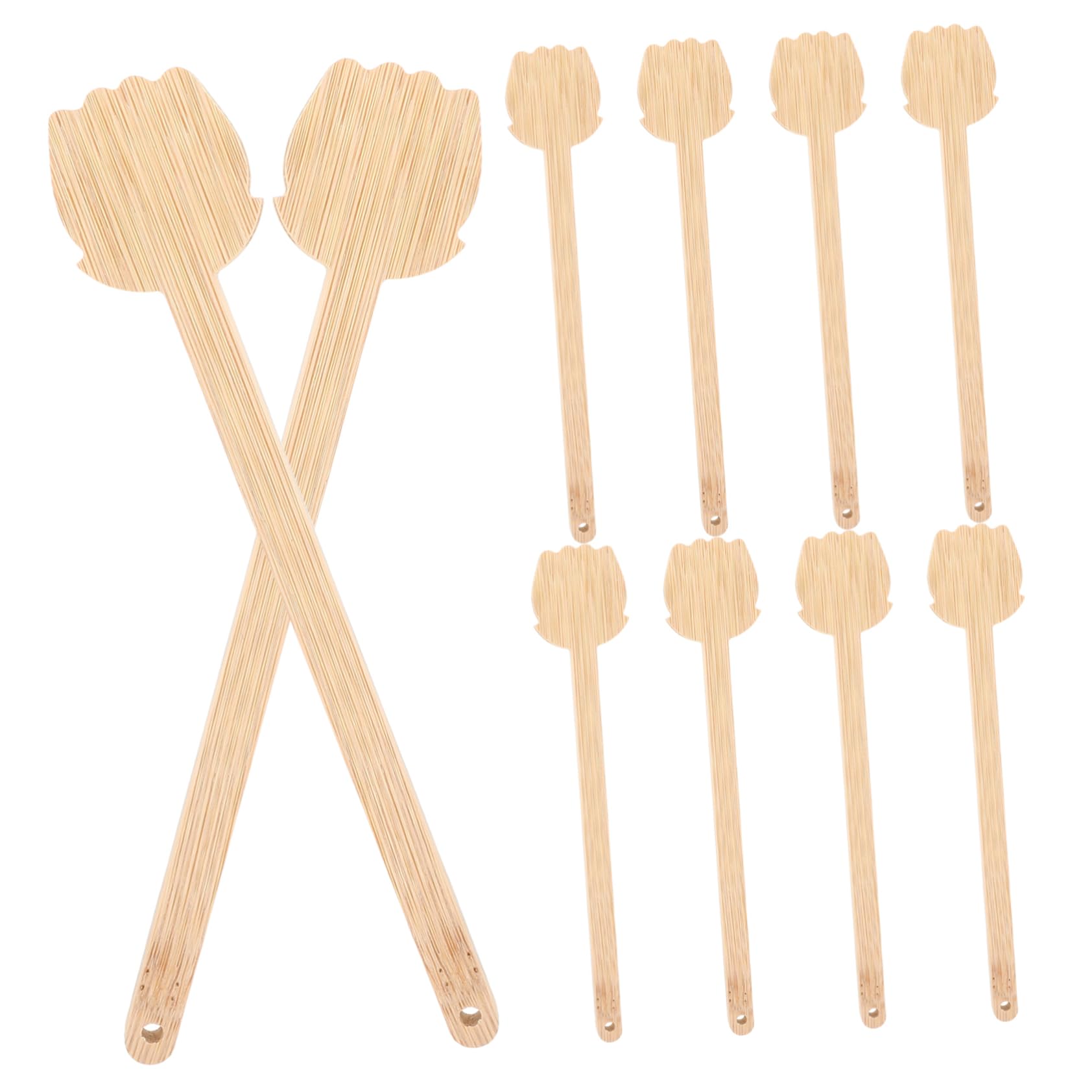 Alipis 10pcs Bamboo Fan Handles for DIY Crafting Wedding Round Fan Sticks Handmade Bamboo Sticks for Festival Parties and Decorations