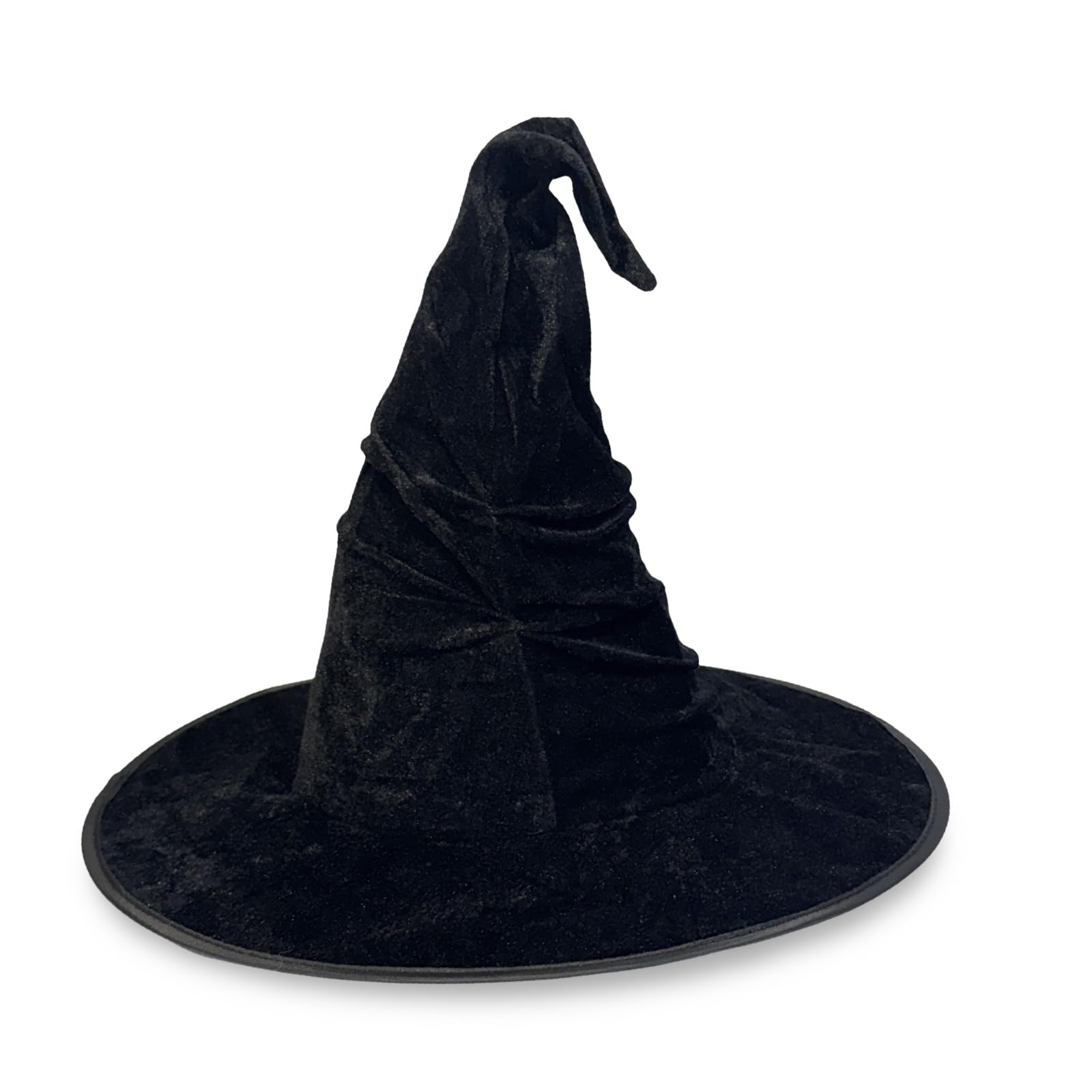 Caprilite Halloween Crumpled Witch Hat, Black Velvet, Wizard Hat, Cosplay Accessories, Fits Adults and Children