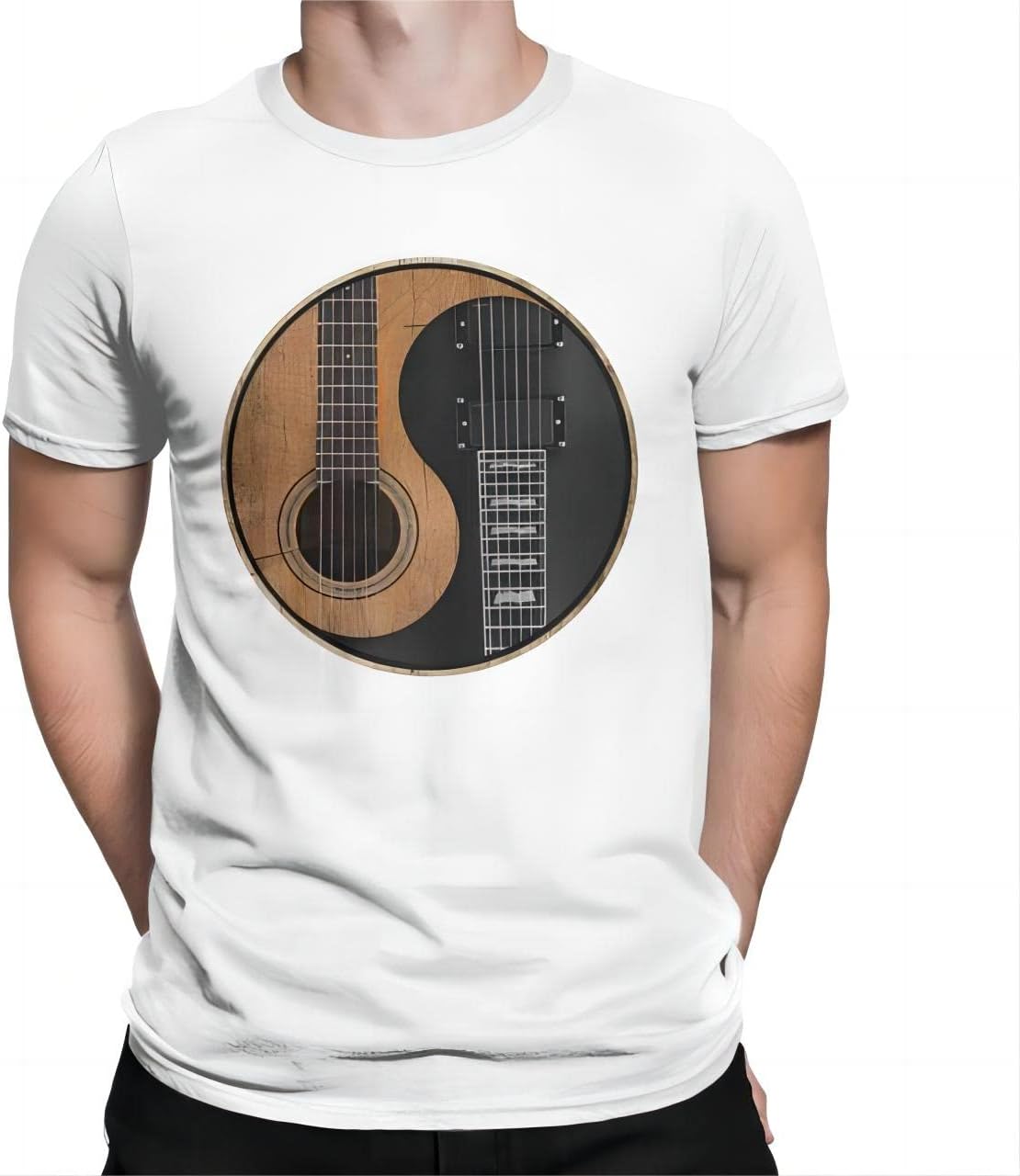 T-shirt Homme En Coton Lâche - Guitare Ying Yang - Gildan Heavy Weight 5000