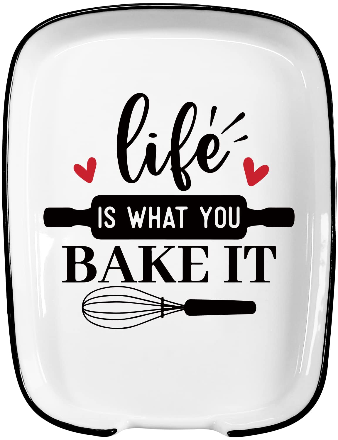 Hvukeke Ceramic Egg Beaters Rest Life Is What You Bake It. Durable Rest for Cooking Spoons, Heat-Resistant Spoon Rest for Baking Enthusiasts