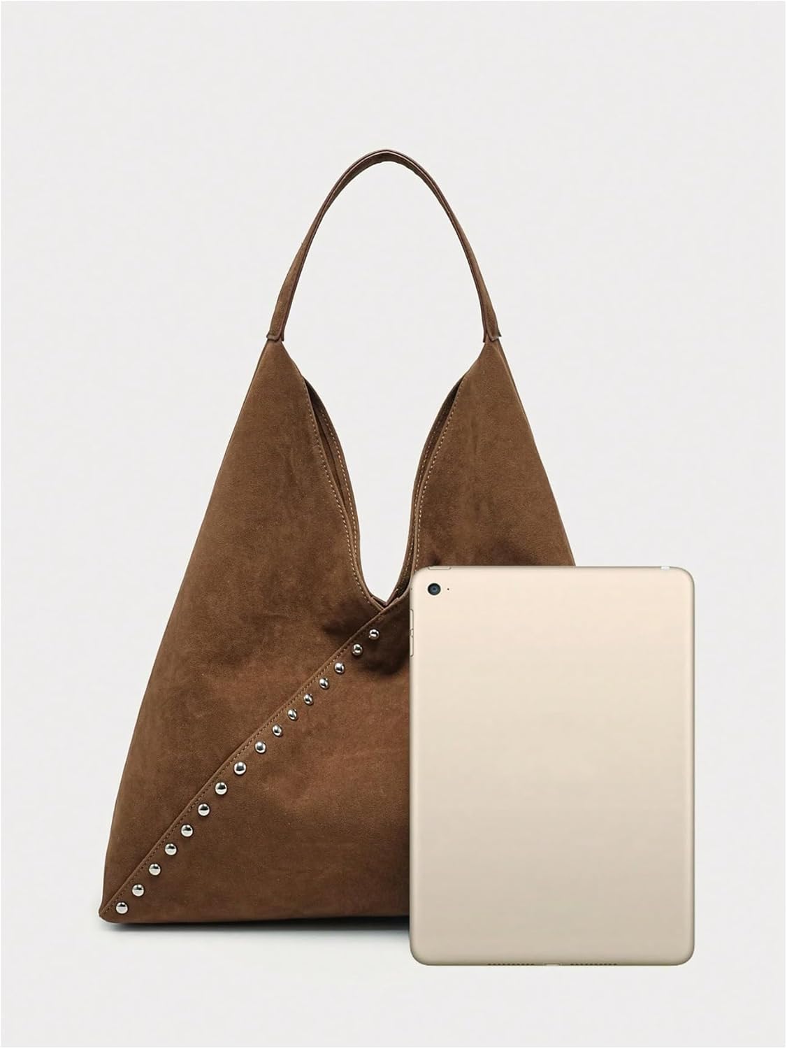 SweatyRocks Women's Vintage Faux Suede Hobo Shoulder Bags Studded Large Capacity Commuter Tote Bag