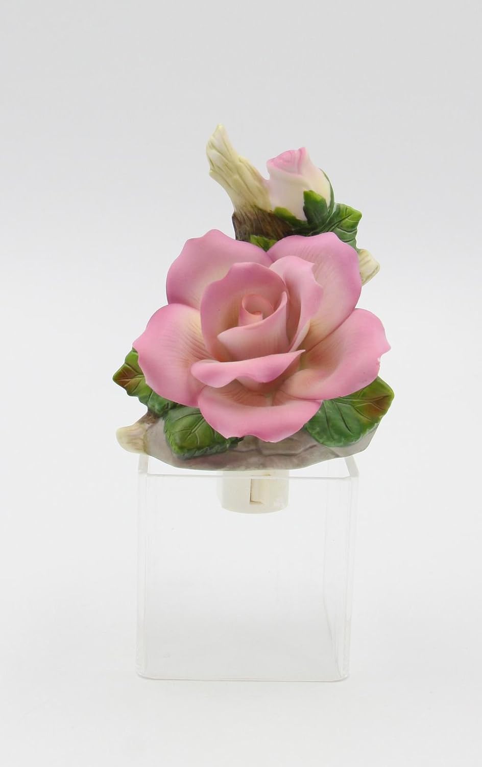 Cosmos Gifts 2125 Fine Porcelain Rose Plug in Night Light - Purple, 4-1/2"