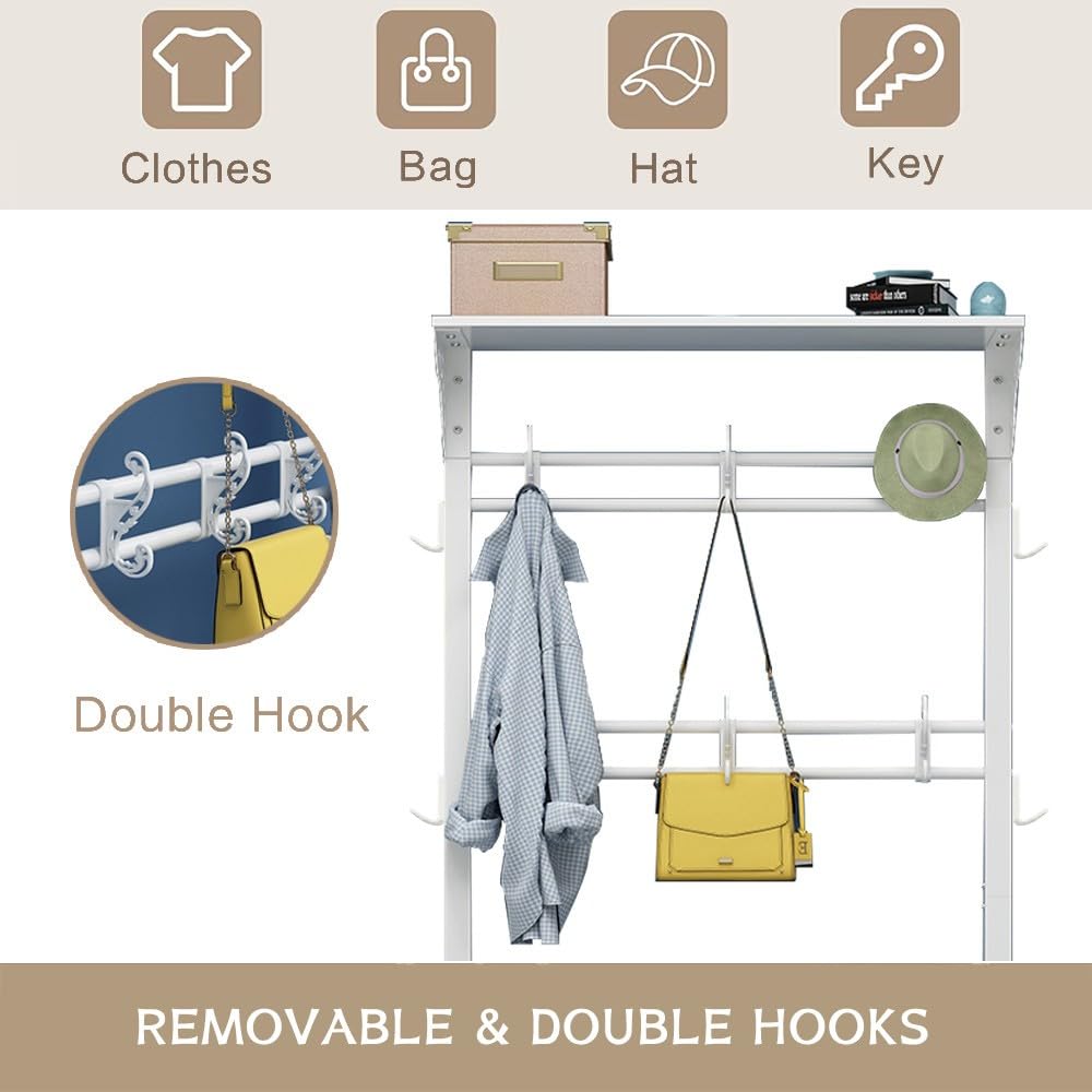 Appendiabiti Industriale Albero Da Ingresso Industriale Con Scarpiera E Appendiabiti, Con Panca Per Scarpe, 14 Ganci, Design Autoportante, Per Ingresso, Corridoio, Soggiorno, Camera Da Letto Attaccapanni Con Scarpiera