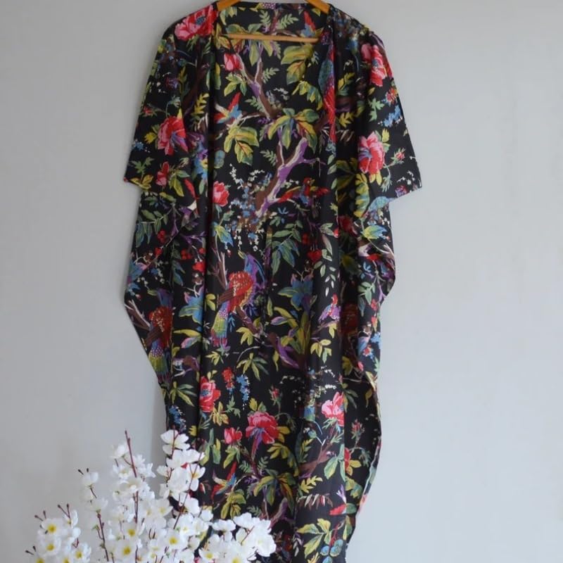 Flamingo Floral Print Kaftan,Long and Short Caftan,Dress for to be Moms,Beach Cover up,Sleepwear Kaftan Maxi, Bikini Cover Up3