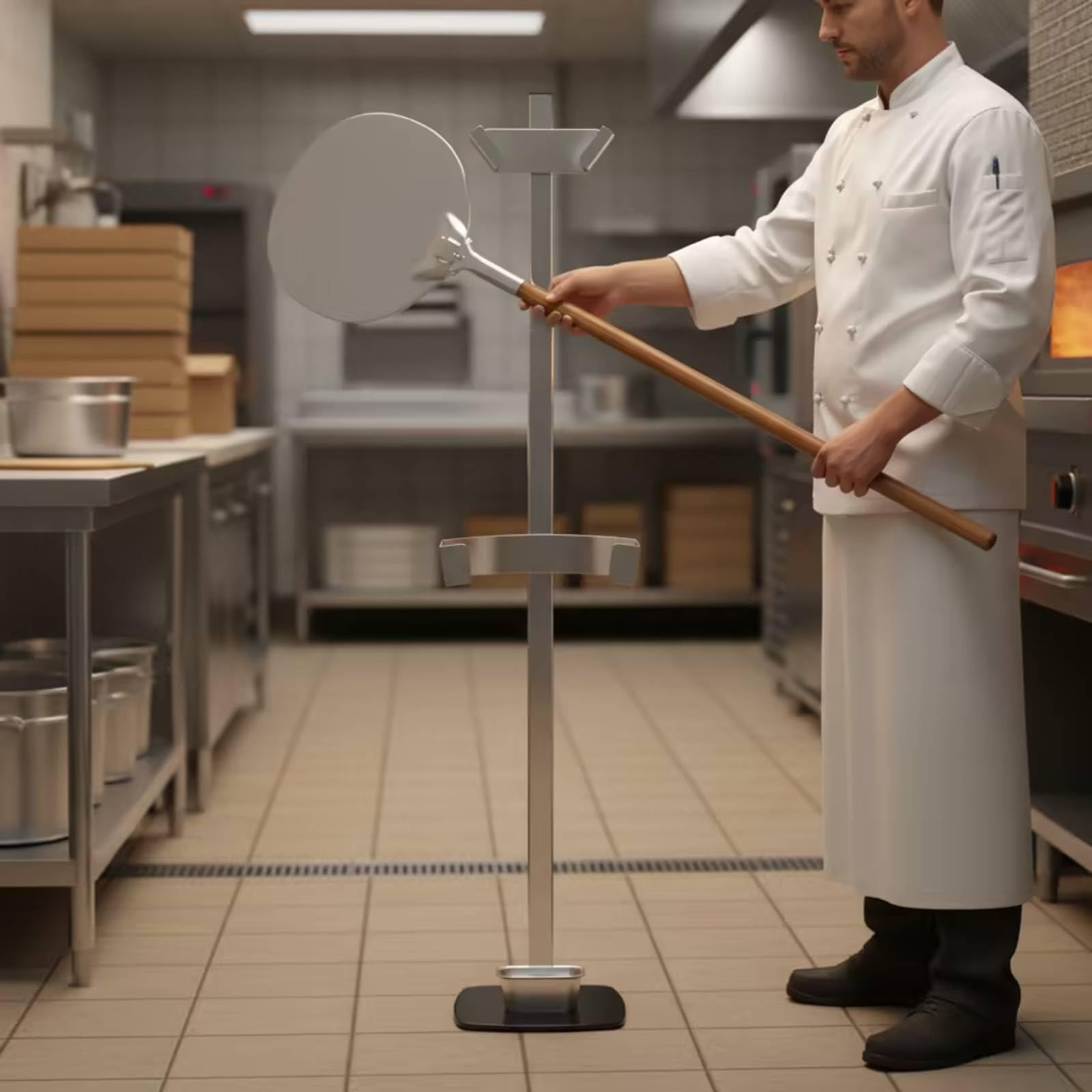 Baoblaze Porta Pale Pizza Scaffale Porta Utensili Supporto Verticale Base Rettangolare Acciaio Inox Stand Organizzatore Robusto Gestione Ordinata Utensili Adatto Pizzerie Panifici Cucine Domestiche