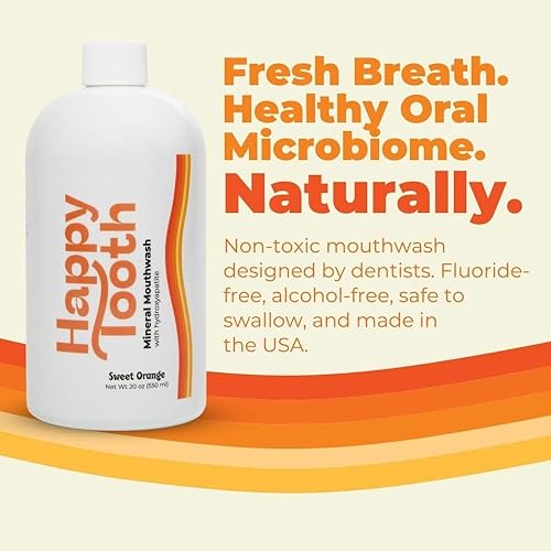 Miniatura 2 de Happy Tooth Enjuague bucal hidroxiapatita, sin flúor, blanqueamiento dental, remineralizante para la fuerza del esmalte, aliento fresco, soporte de