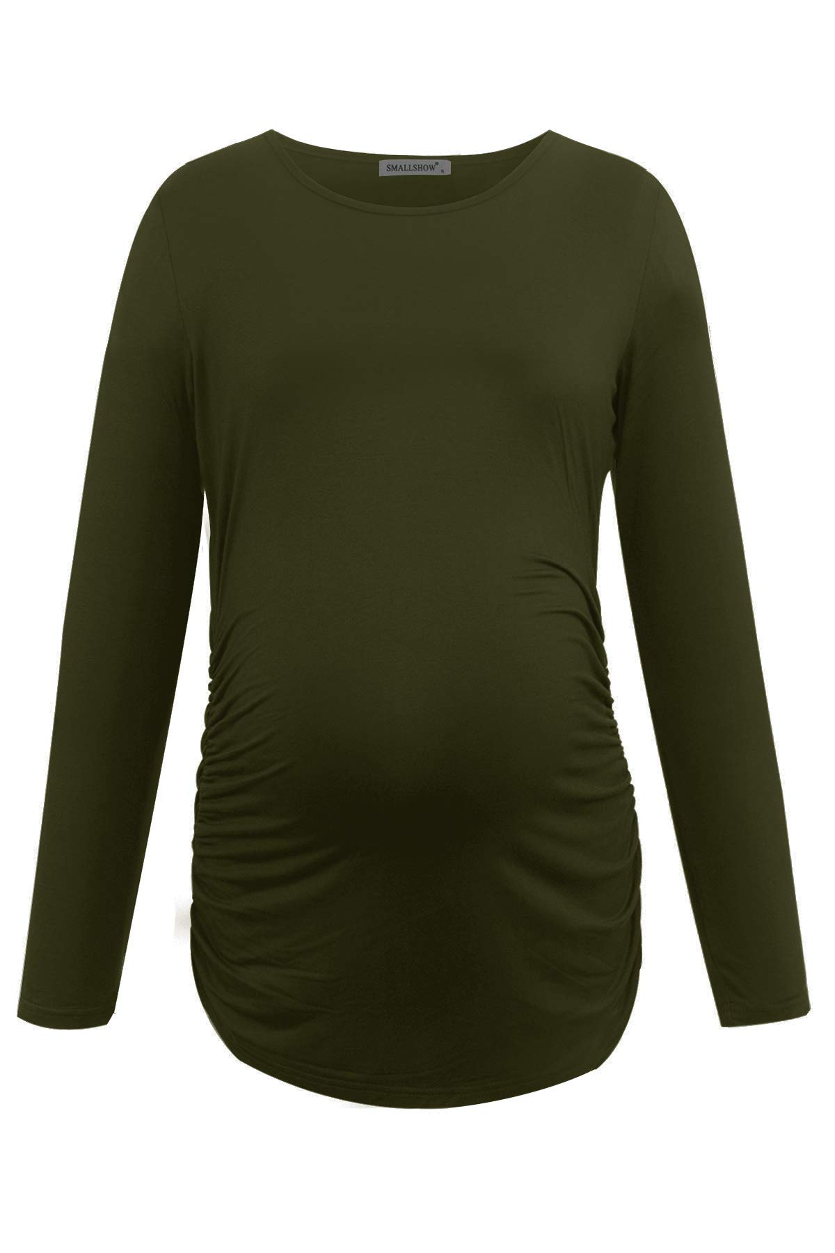 Smallshow - Camisetas de Maternidad para Mujer, Manga Larga, 3 Unidades - Verde - Medium