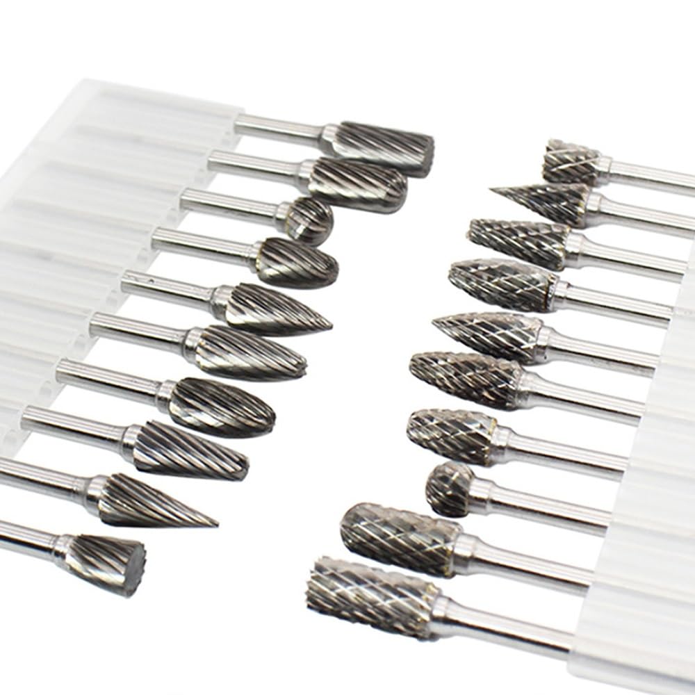 Juego de 10 fresas rotativas de carburo de tungsteno for tallado, pulido y perforación de metal y madera.(Double Slot)