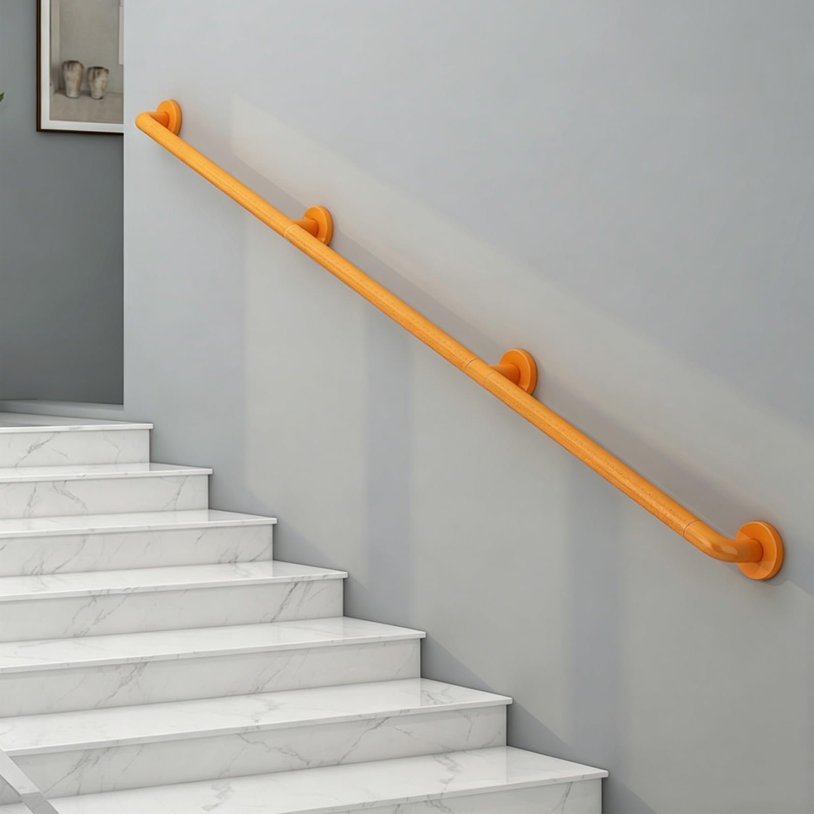 Lmvyuvlf Girls Yellow 140Cm Bathroom Safety Grab Bar,1 Piece Anti-Slip Handrail Kit With 304 Stainless Steel Core,3 Mount Bases,Night Glow Ring(140Cm/4.59Ft)