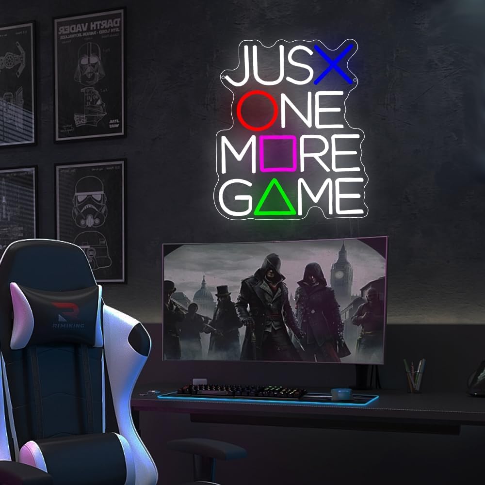 Gamer Neon Sign for Wall Decor,Gaming LED Light Sign,Just One More Game Backdrop for Boys Bedroom Video Game Room Club Party Man Cave,Best Gift for Teens Boys Men USB Powered(14.2"*12.3") - Image 6