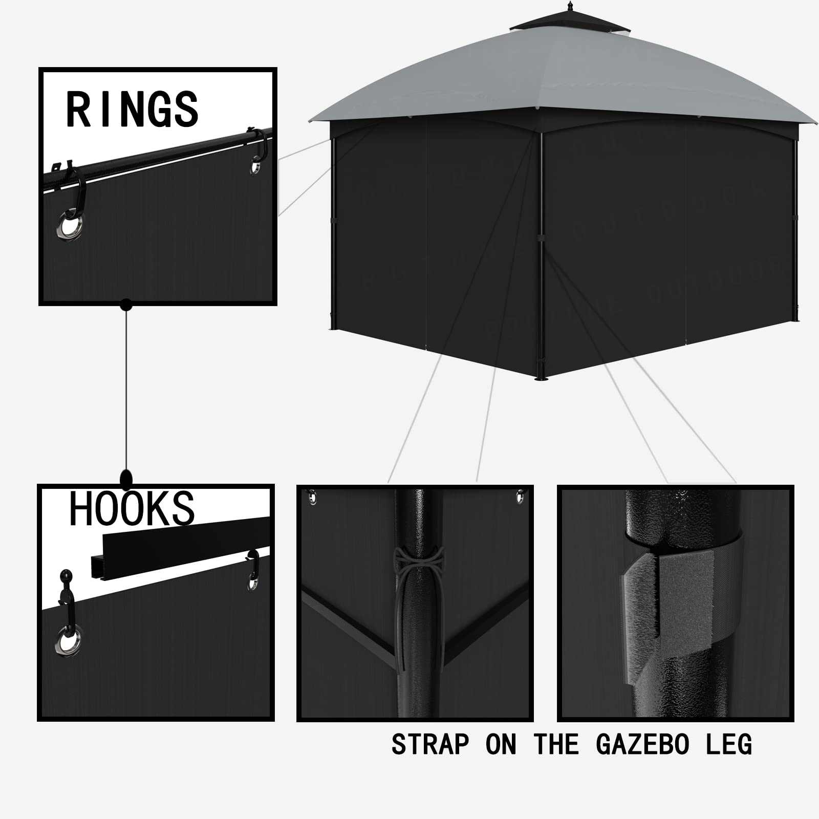 GAZEBO PIEGHEVOLE GIARDINO BIANCO CON TELI LATERALI E FINESTRA 3X3 Automatico Fiera 11392346 - Foto 7