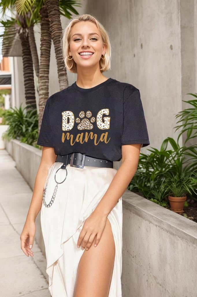 Dog Mom Shirt Women Funny Dog Paw Graphic Letter Print Tee Shirts Pets Lover Short Sleeve Tops - Image 3