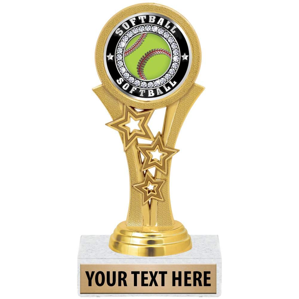 Crown Awards Softball Trophies, 5 1/2" Starbeam Softball Ice Trophy, Engraving Included Prime