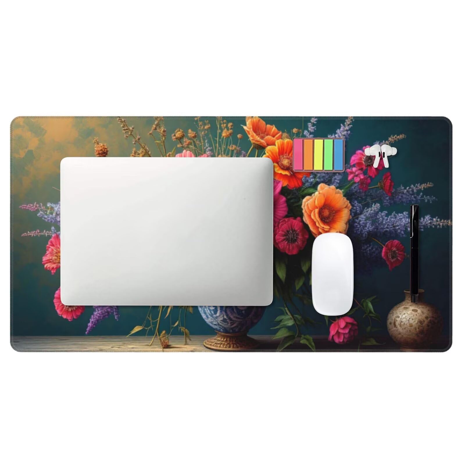 Tapis de Souris XXL 1200x600 mm, Abstrait Tapis de Souris Fleur Tapis Souris 120 X 60 CM, Étanche Antidérapant sous Main Bureau à Bords Cousus, Mouse Pad avec Surface en Caoutchouc antidérapant U-25