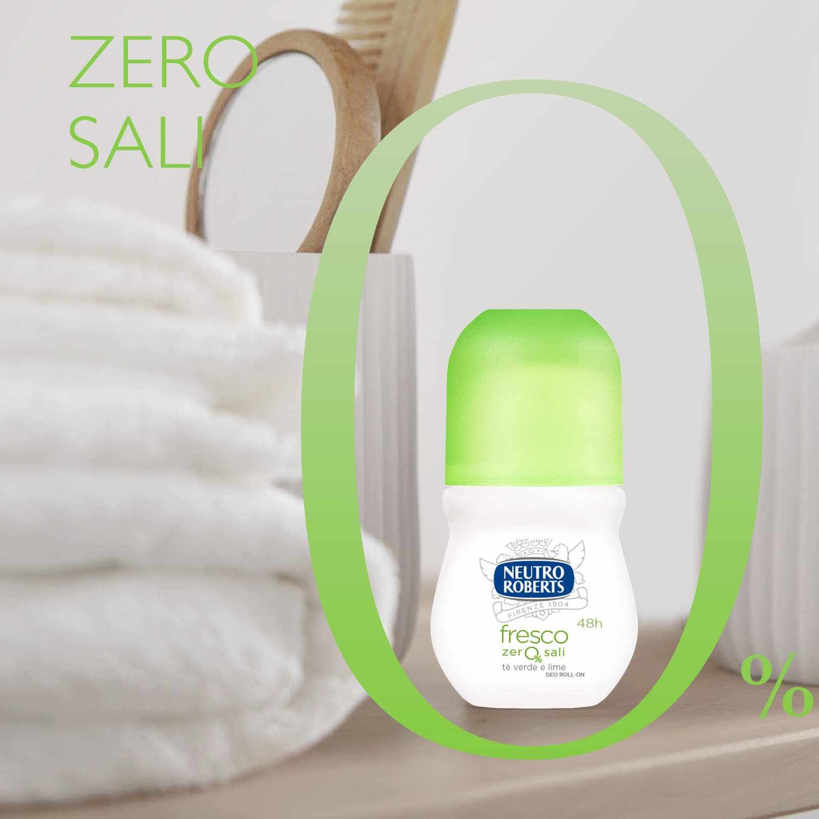 Neutro Roberts, Deodorant Roll On Frisch mit grünem Tee und Limette, kein Aluminiumsalz, keine Flecken, Deodorant für Damen und Herren, dermatologisch getestet - Packung mit 6 Stück à 50 ml