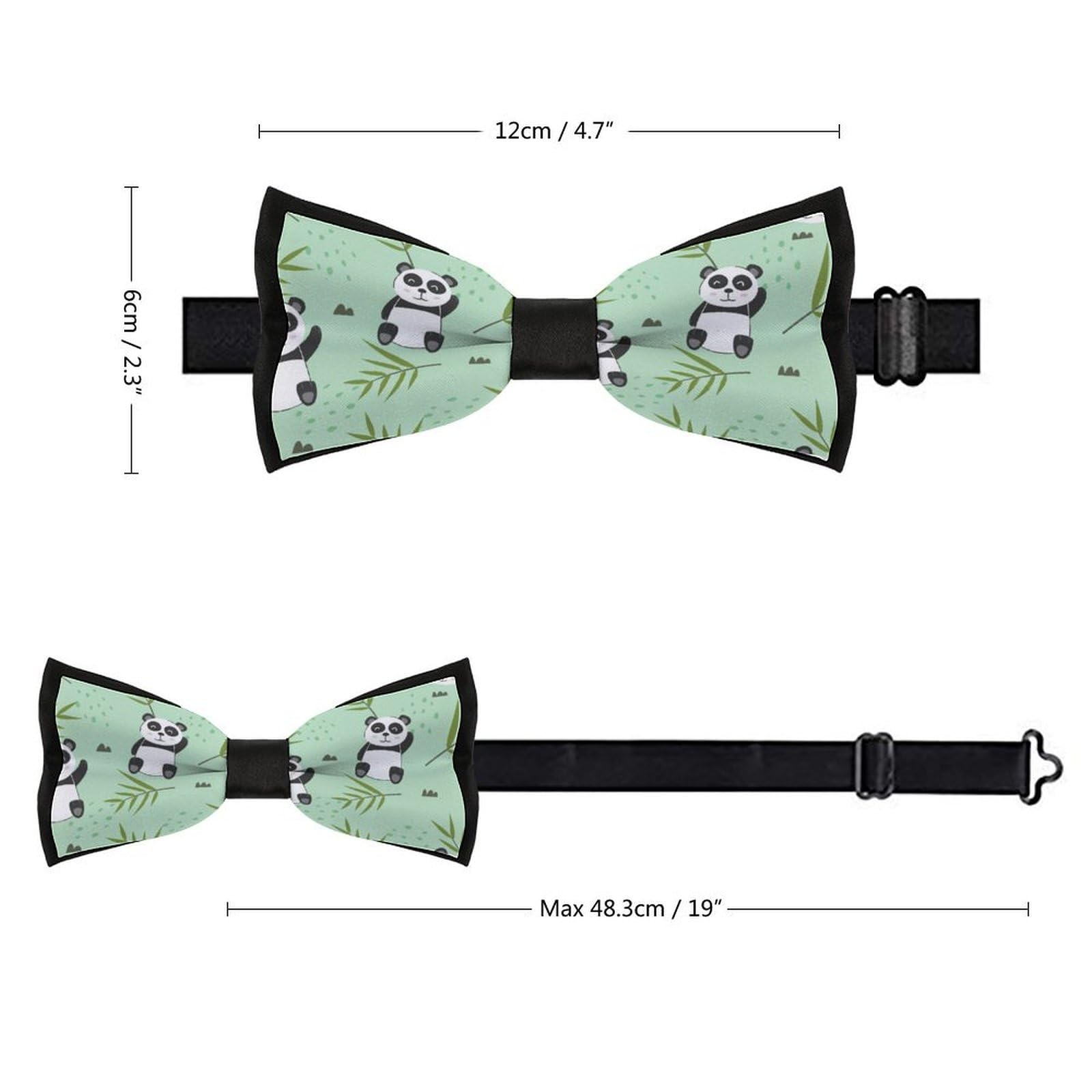 GoasNei Panda And Bamboo Leaves Pattern Bow Tie for Men Adjustable Necktie Funny Tie Neck Ties for Weddings Party