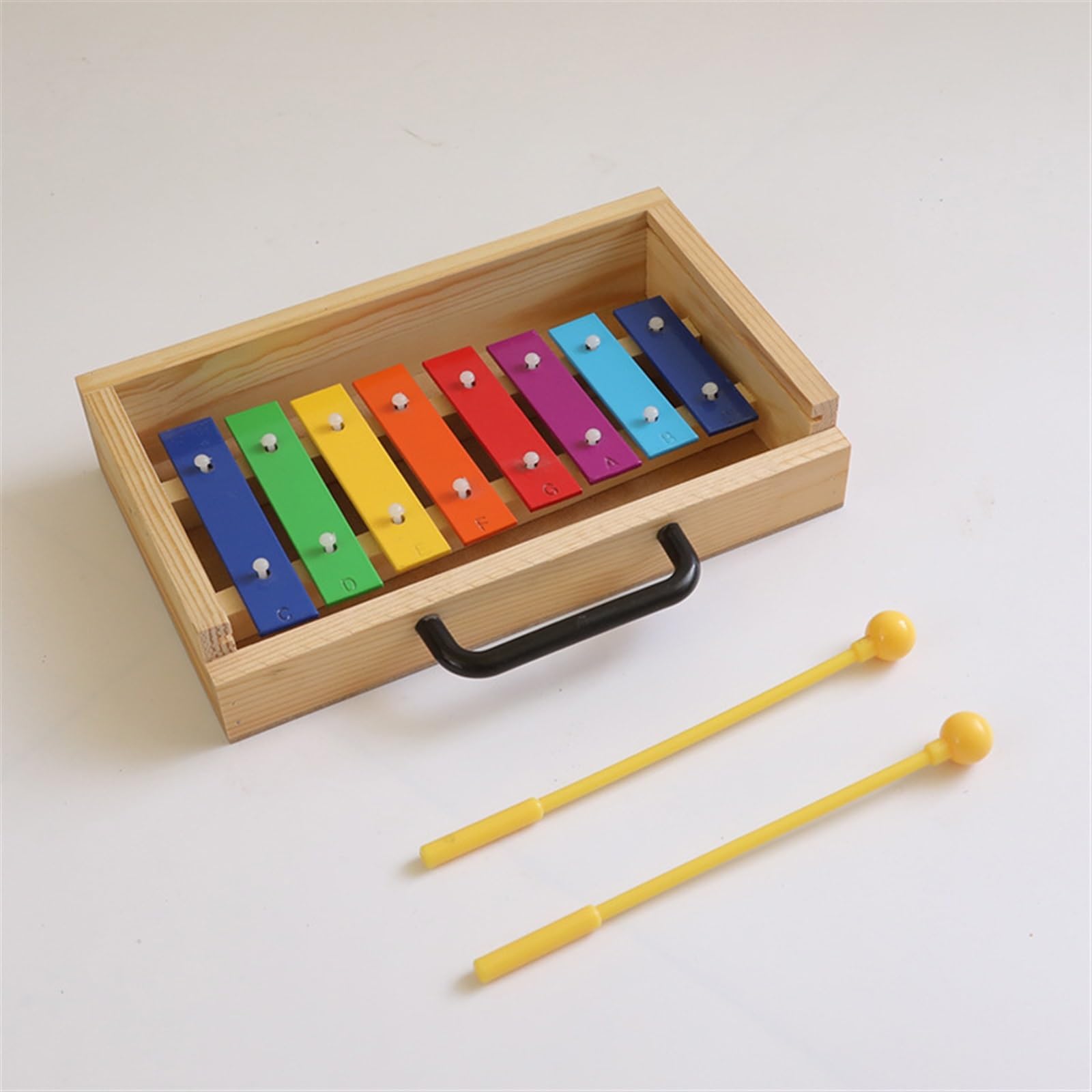 Strumento a percussione per imballaggio in scatola di legno Glockenspiel con piastra in alluminio a 8 toni Glockenspiel Strumento A Percussione