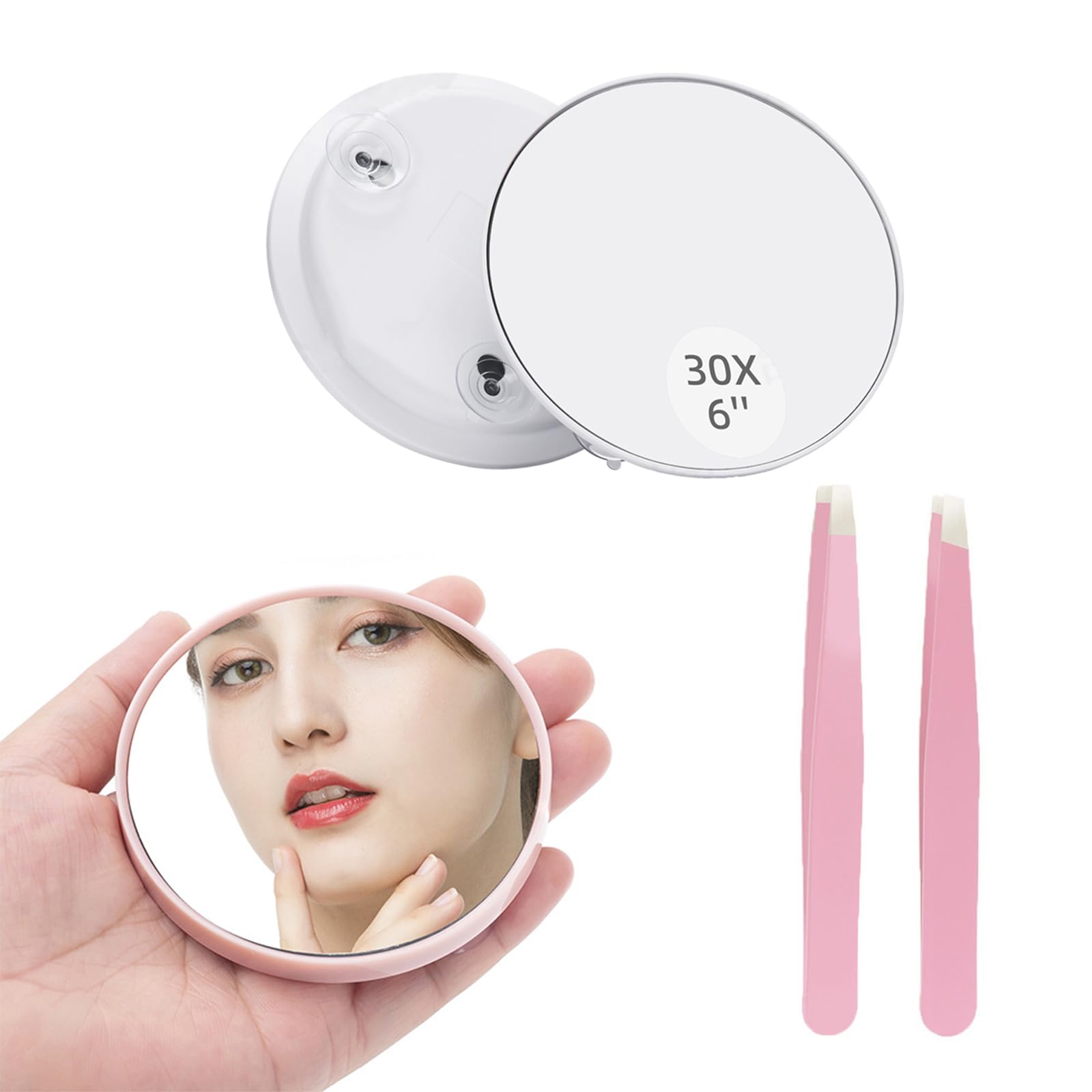 Specchio Ingranditore 30X Con Ventose - Diametro 6 Pollici, Per Trucco, Cura Della Pelle E Viaggi - Foto 9