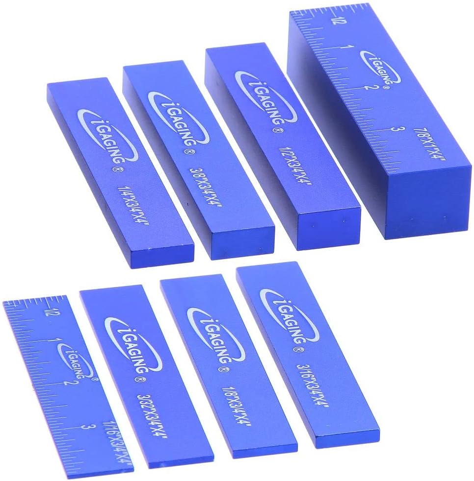 iGaging Setup Block Bar Gauge Precision Aluminum 8 piece for Woodworking