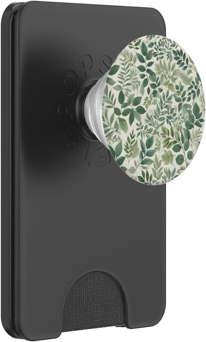 Sage Garden Green Floral Leaves PopSockets PopWallet for MagSafe