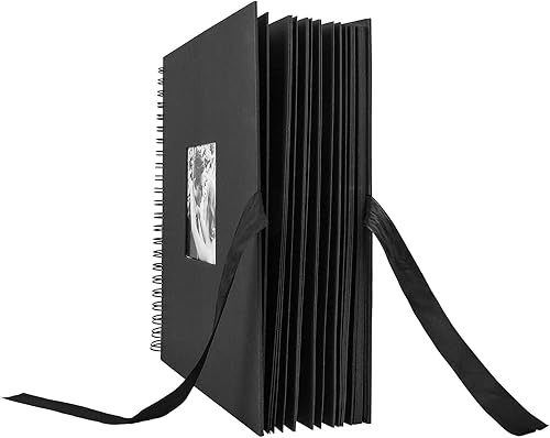 Miniatura 2 de Álbum de recortes con funda de tela de rayas, páginas flexibles, grandes regalos para manualidades, aniversarios, bodas y familia.