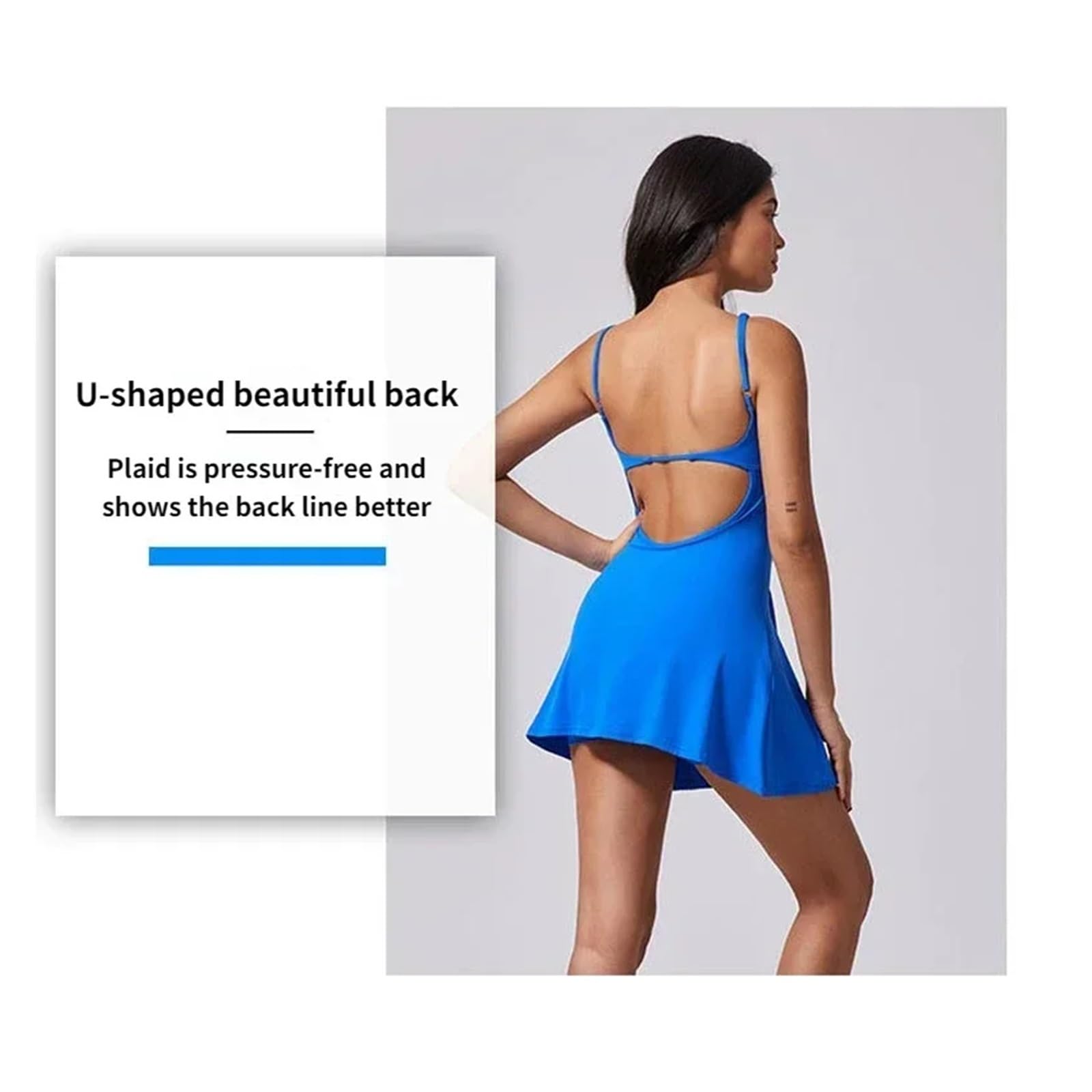 Ropa Padel Mujer Vestido Deportivo for Mujer con Espalda Descubierta, cojín extraíble for el Pecho, Transpirable, for Yoga al Aire Libre, Falda de Tenis(M)