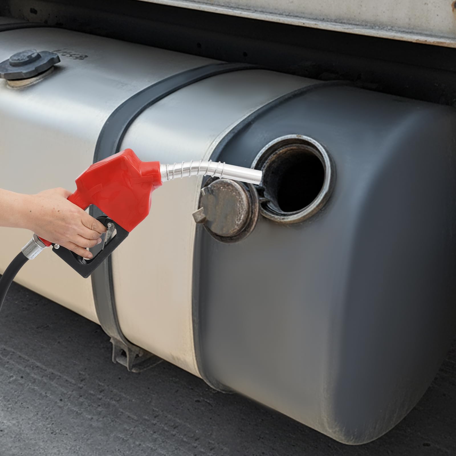 Bomba de combustible 550 W, bomba diesel 60 L/min, caudal máximo, bomba de aspiración universal 230 V ± 10 (Dc), bomba diésel autocebante con 2 mangueras y pistola de aceite LG-1008