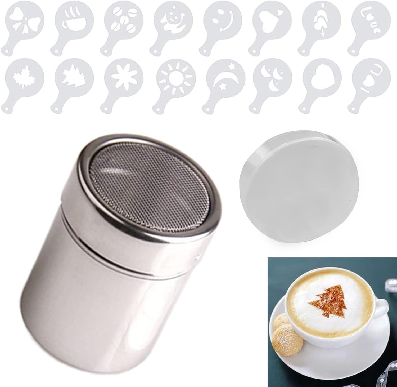 Mebamce Stainless Steel Chocolate Shaker Duster Dredgers Sprinkler