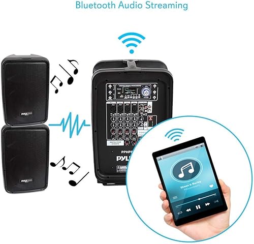Miniatura 7 de Pyle Sistema de altavoces PA Bluetooth portátil – Kit de amplificador de 8 canales de 600 vatios con subwoofer de 8 pulgadas y tweeter de bocina de