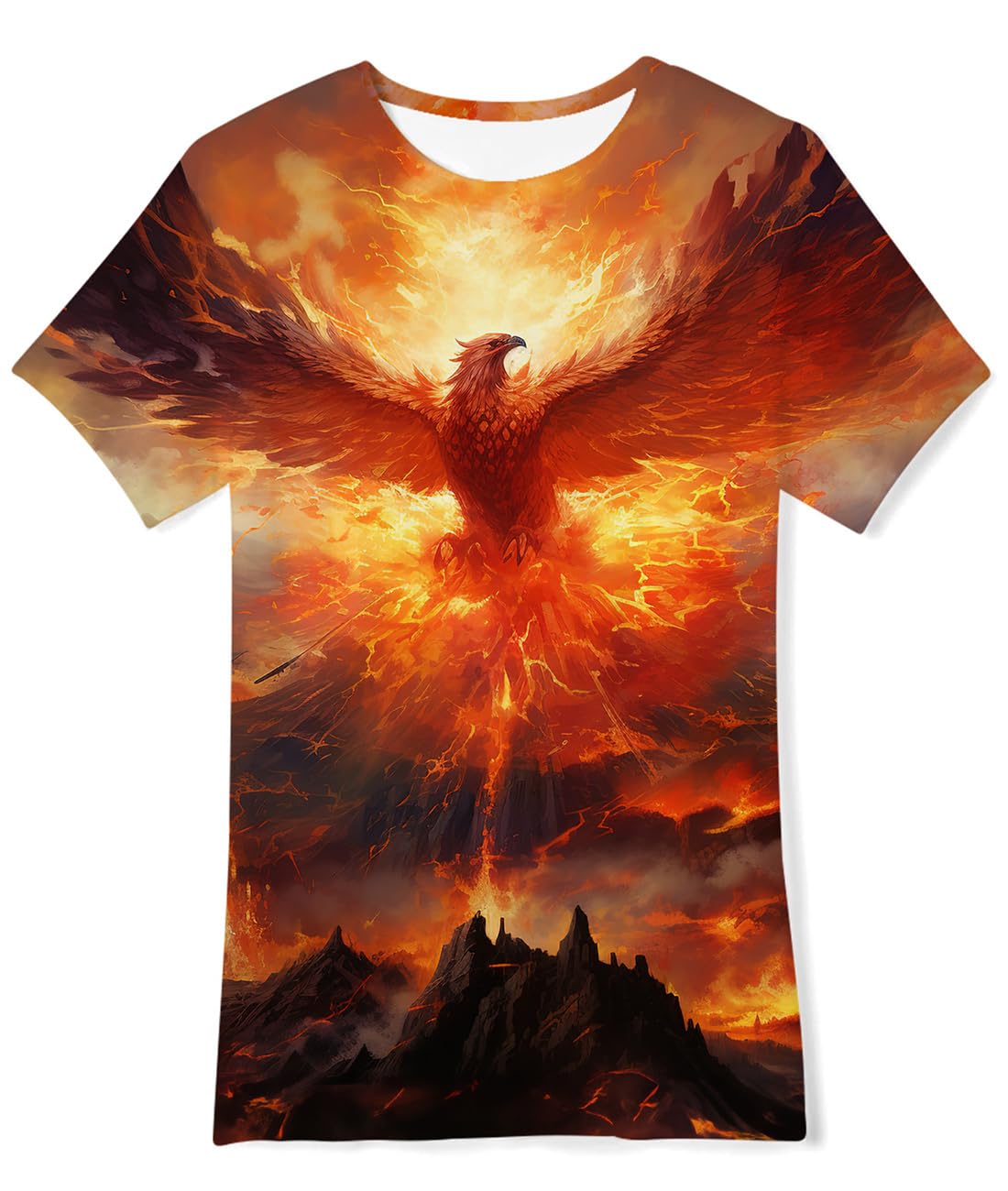 Fanient Tshirt Kinder Tshirts Jungen Flam Phönix Druck Tshirts Tägliches Tragen Kurzarm für Jungen Mädchen 9-12 Jahre M