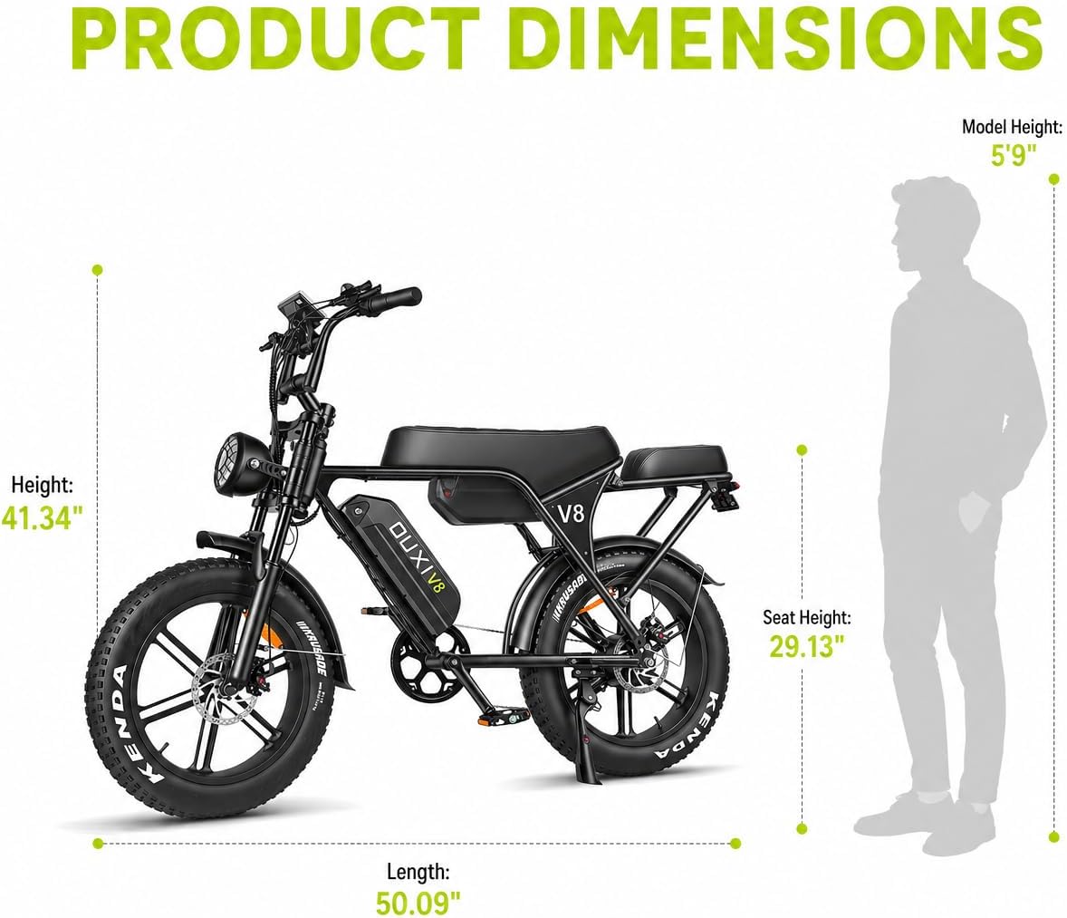 OUXI V8 Electric Bike for Adults/Teens, 16"/20" Fat Tire E Dirt Bike with 36V/48V | 10.4/15/30AH Removable Battery, 35-60 Miles Ebike with UL2849 Certified