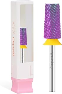 Cnynail 3/32" Large Tapered Barrel Flat Bit Tungsten Carbide Nail Drill Bit Safety Bit for Gel & Acrylic Removal, 2- Way Rotating Efile Tip, Salon Electric File Accessory (XF Girt, Purple)