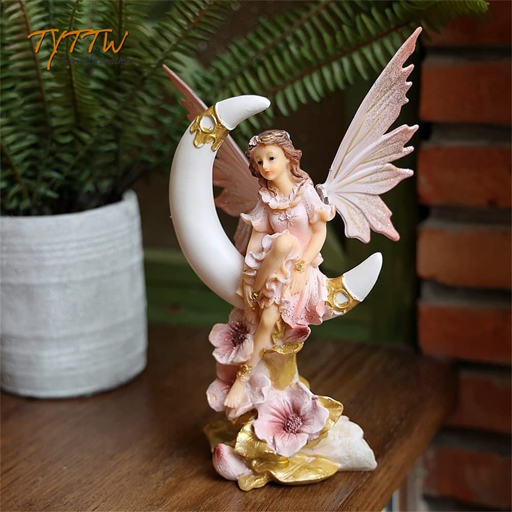 中古　ほおづえ　妖精　天使　少女像 金色の羽　大理石風の台 Amazon.co.jp: Remoteta 花の妖精 天使 オブジェ 恋愛 風水 出会いを