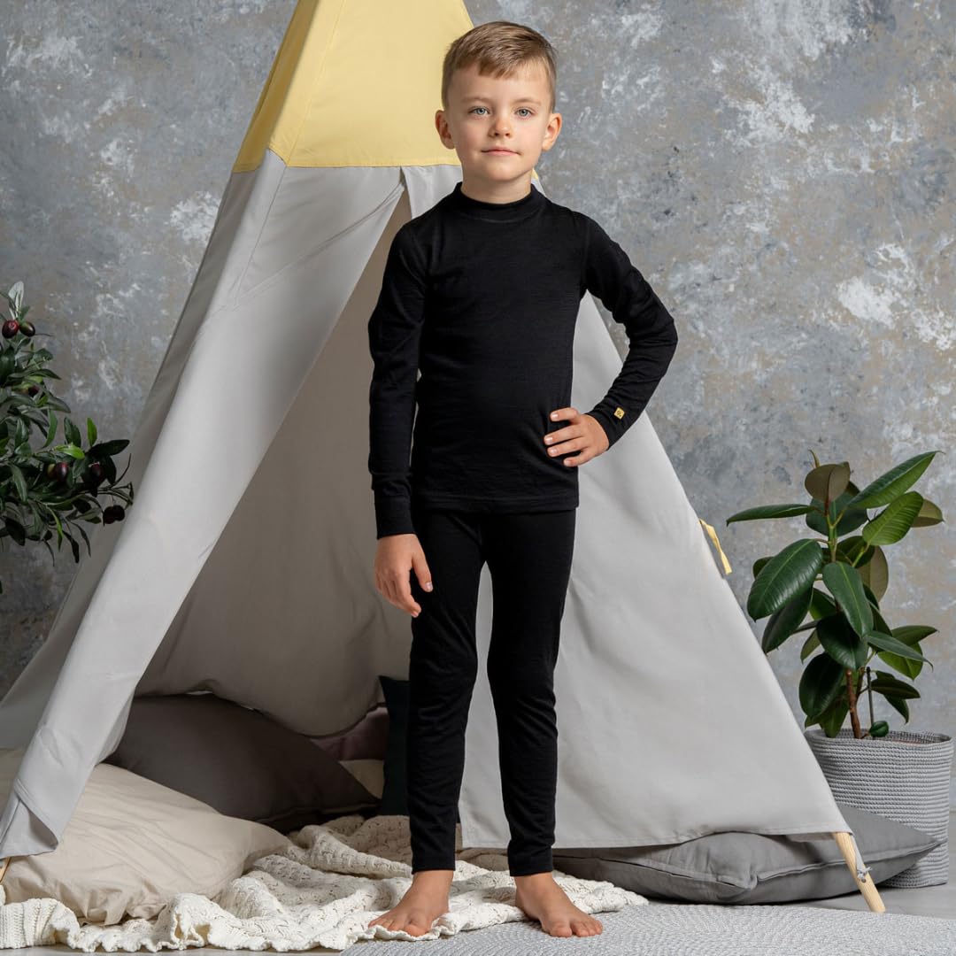 Menique Ensemble de sous-vêtements thermiques en mérinos unisexe à manches longues et leggings