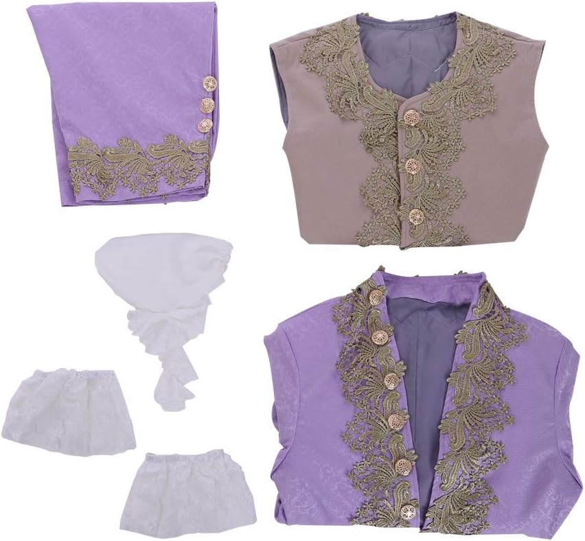 Victorian Costume Men Rococo Costume Suit Jacket Vest Prince Cosplay Halloween (XL, Purple), X-Large - Image 5