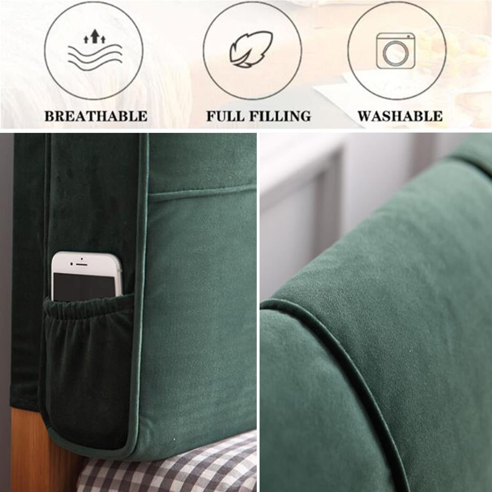 Tête de lit tapissée en mousse anti-collision pour grand lit – Tapis autocollant en peluche douce pour banc et baie vitrée – Décoration d'intérieur pour chambre à coucher – 150 cm