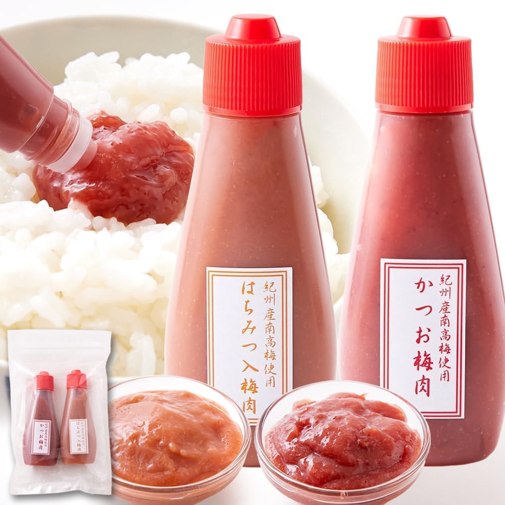 天然生活 はちみつ入り＆かつおの紀州産南高梅の梅肉2本セット チューブ 紀州南高…