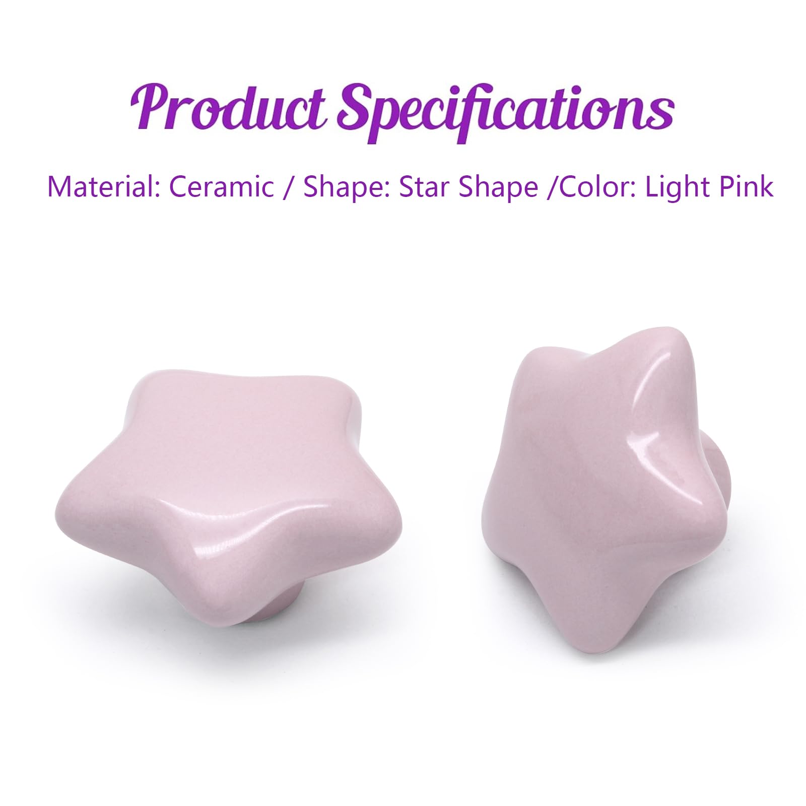 Qjaiune 2pcs Ceramic Cabinet Knobs Light Pink Drawer Knobs, Star Shaped Dresser  Knobs Cute Kitchen Cabinet Pull Handles, Small Vanity Knobs Hardware Closet Cupboard  Knobs for Kids Girls Bedroom - Amazon.com