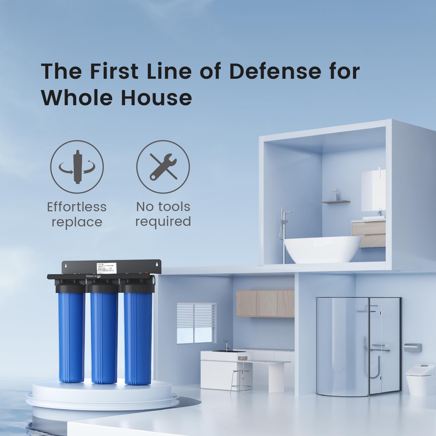 Waterdrop Whole House Water Filter, Carbon Filter, Reduce Iron & Manganese Filter Cartridge, Replacement for, Any 20" x 4.5" System, 5 Micron，WD-WF20PFC