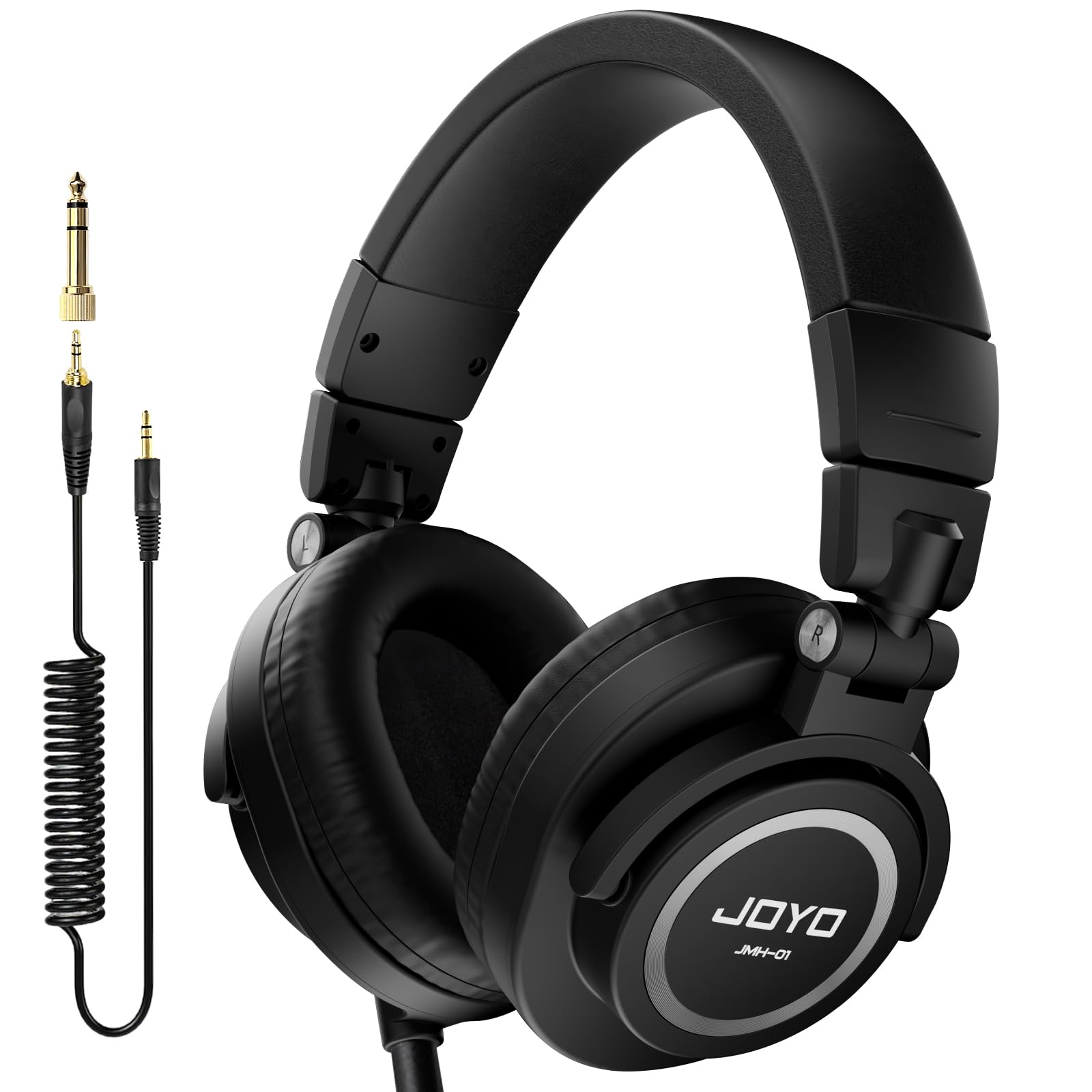 Studio Monitor Headphones Wired Audio Recording Monitor Headset Over Ear Headphones for Mixer Amplifier Podcast Keyboard Piano Deep Bass 3M Cable (JMH-01)