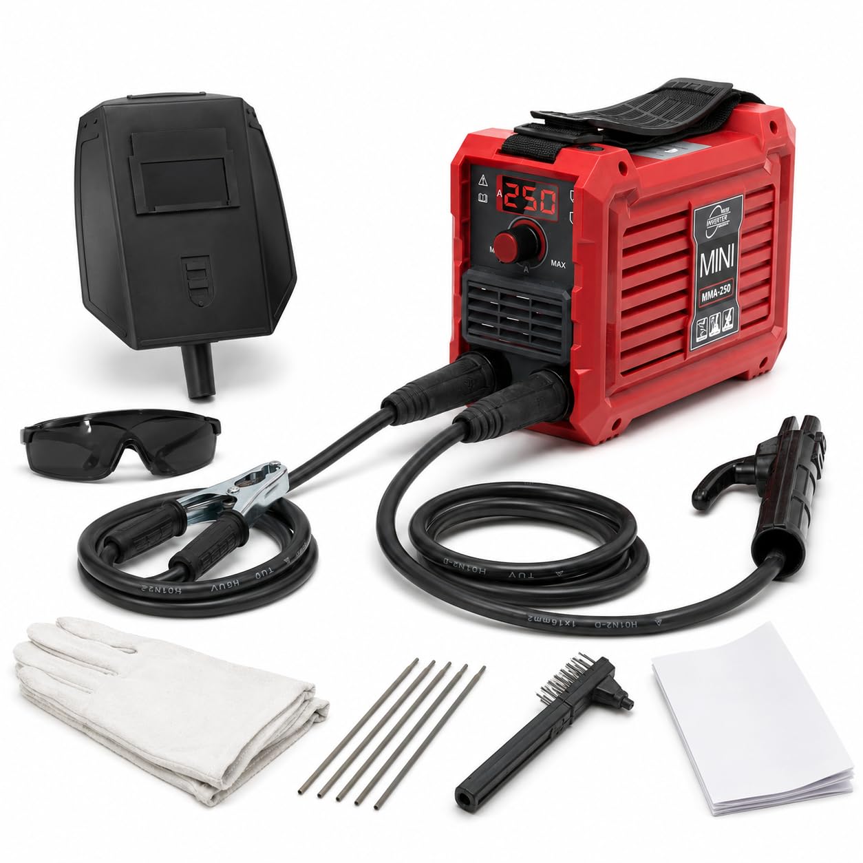Mini MMA Inverter Welder, 220V 250A Portable Electrode Welding Machine ARC Welder, Compact Electrode Welder With IGBT Technology, Hot Start, Anti-Stick, LED Display For DIY