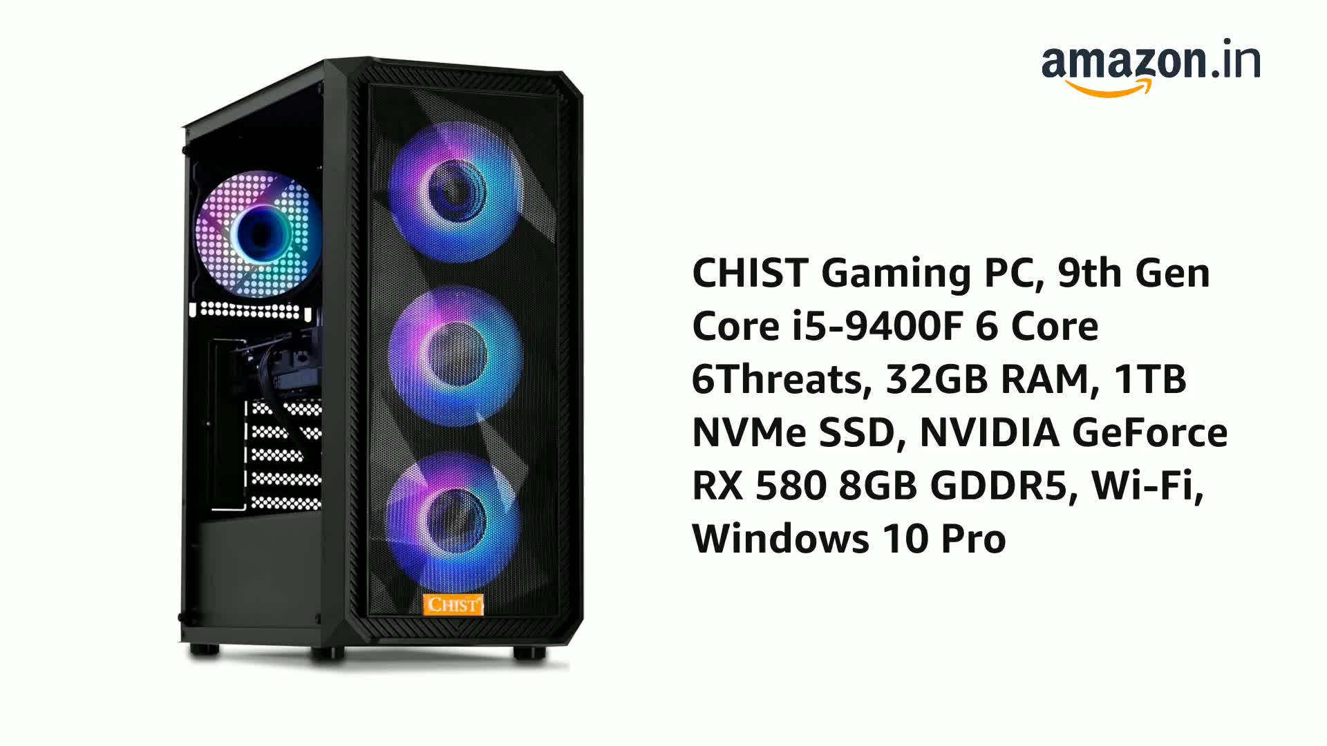 CHIST Gaming PC, 9th Gen Core i5-9400 6 Core 6Threats, DDR4 16GB