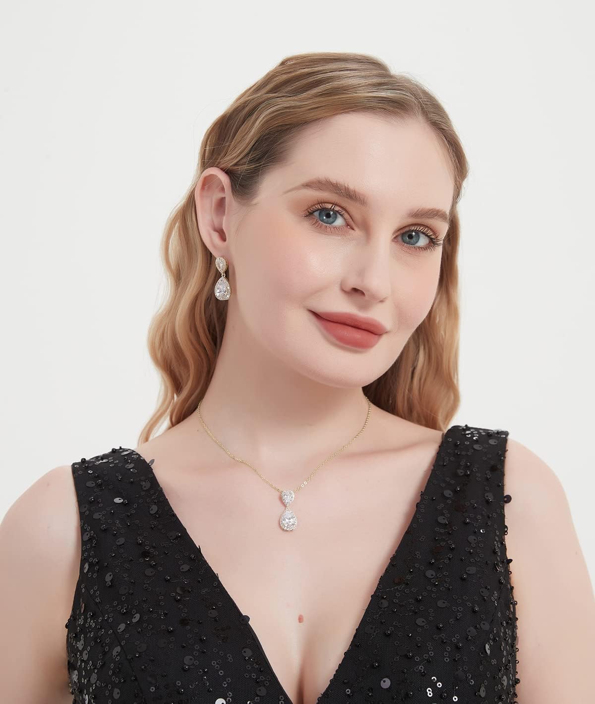 UDYLGOON UDORA Teardrop Cubic Zirconia Drop Earrings Necklace Bridal Jewelry Sets Wedding Prom Gifts For Bridesmaid - Image 3