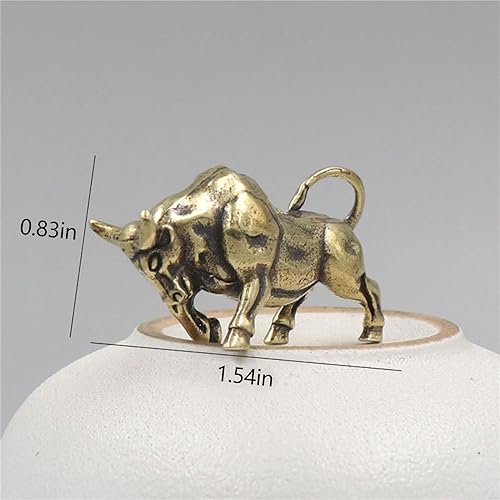 Miniatura 4 de Estatua de toro de latón, 2 piezas, figura de vaca pequeña, esculturas de buey, decoración perfecta para decoración de mesa del hogar, oficina,